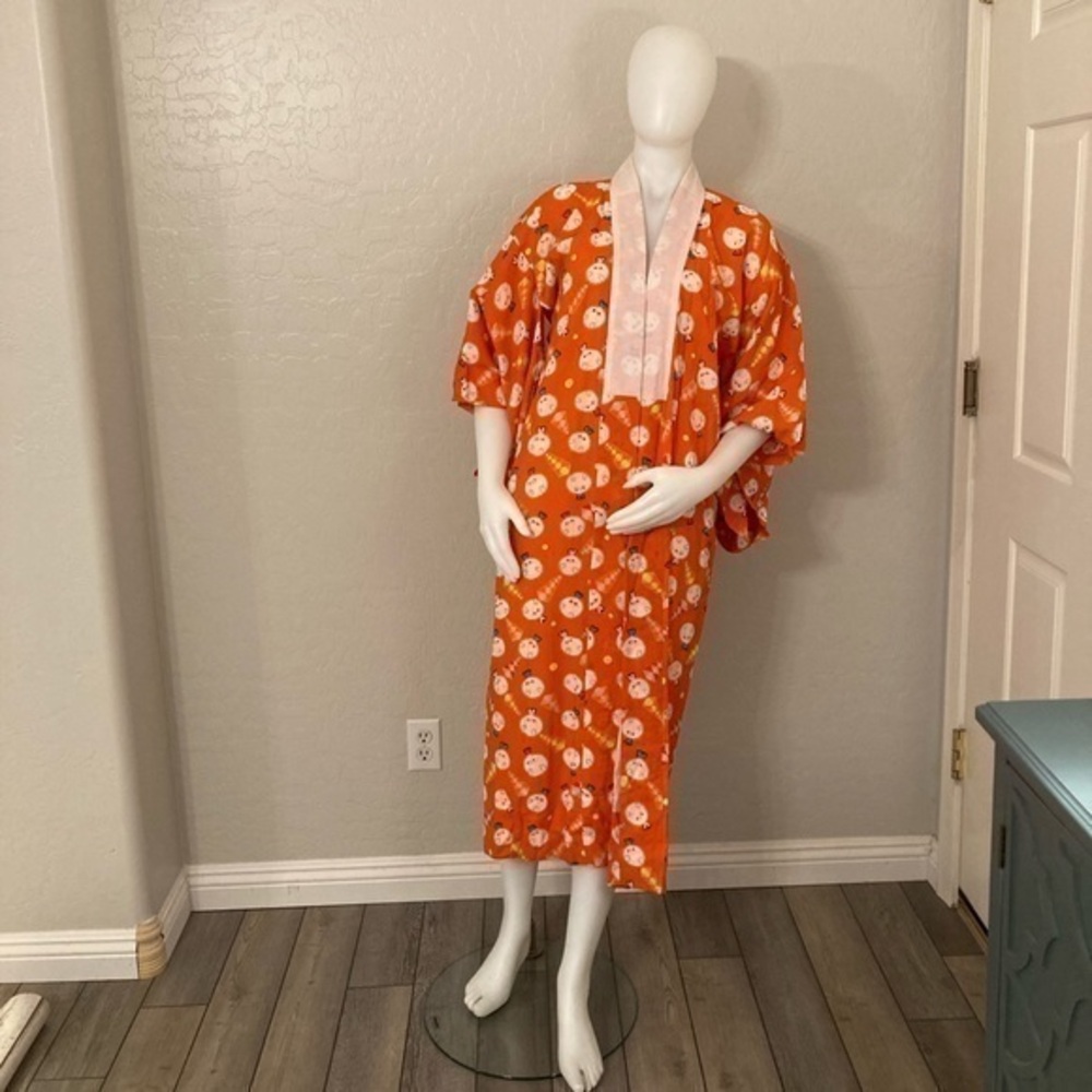 Vintage Handmade Asian Open Kimono Yukata Robe One Size